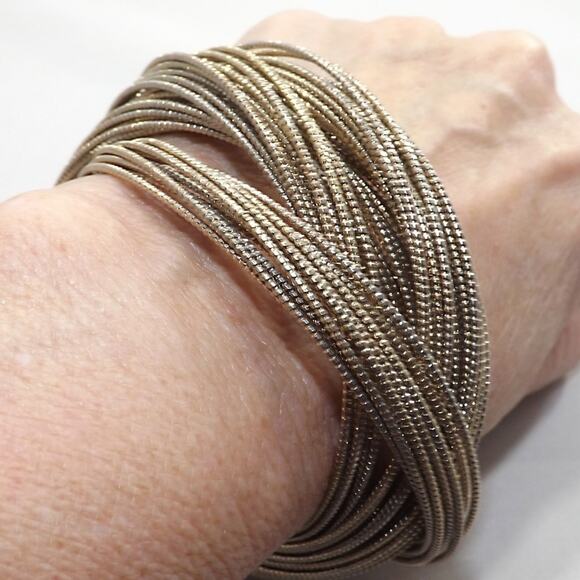 Antiqued Golden Brass Bangle Bracelets, Set of 60 Interlaced, 8 Inches - Picture 7 of 8